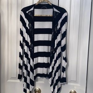 INC Striped Shawl w/Lace Trim